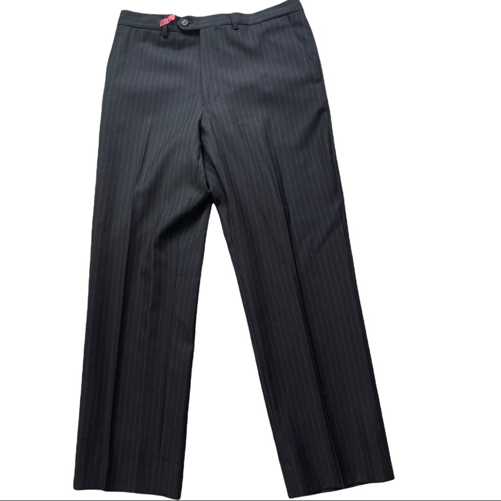 Valentino Black Wool Pinstriped Dress Pants